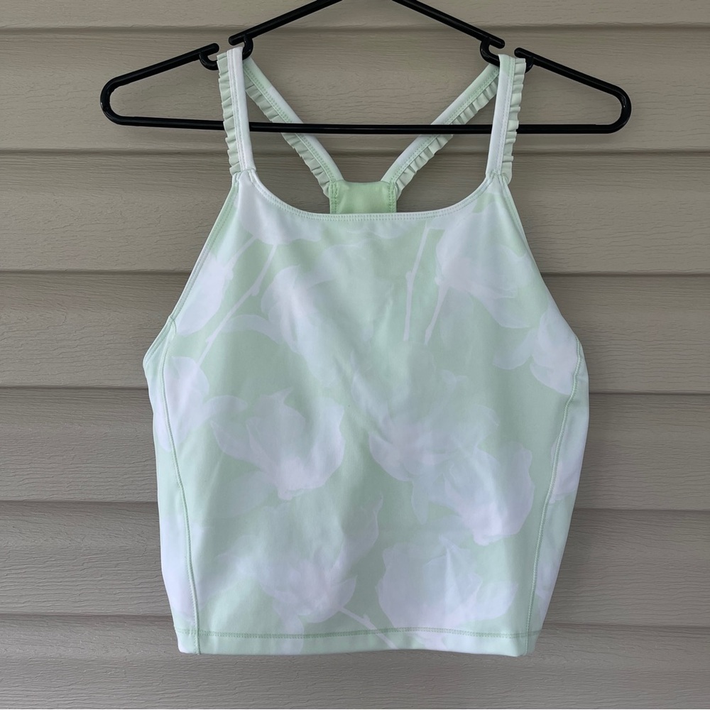 Body & Sol Mint White Floral Athletic Racerback Sports Bra Size XL